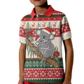 Aussie Koala Mama Christmas Kid Polo Shirt Festive Knitted Pattern Inspired