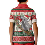 Aussie Koala Mama Christmas Kid Polo Shirt Festive Knitted Pattern Inspired