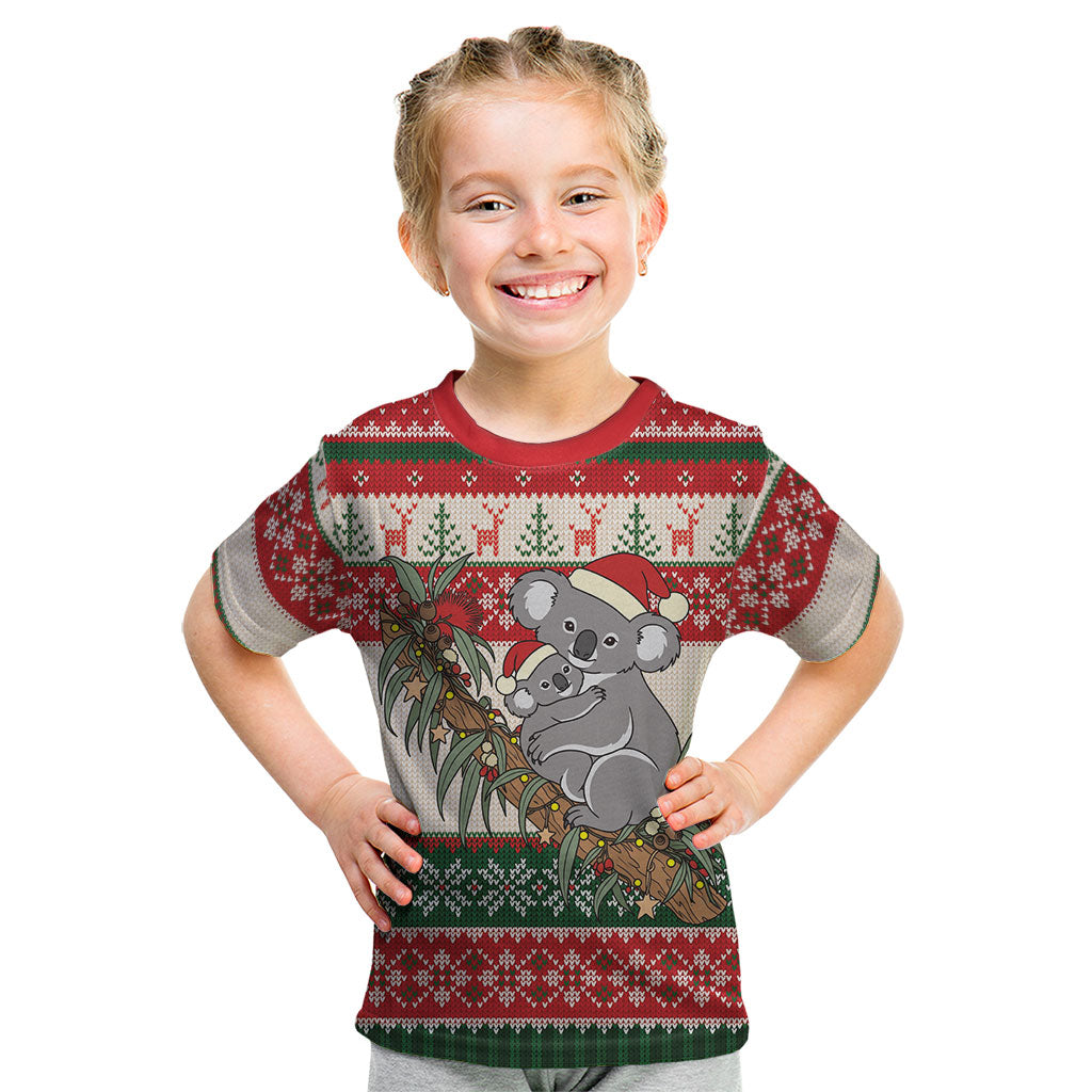 Aussie Koala Mama Christmas Kid T Shirt Festive Knitted Pattern Inspired