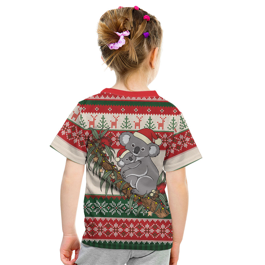 Aussie Koala Mama Christmas Kid T Shirt Festive Knitted Pattern Inspired
