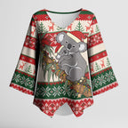 Aussie Koala Mama Christmas Kimono Sleeve Blouse Festive Knitted Pattern Inspired