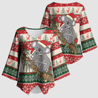 Aussie Koala Mama Christmas Kimono Sleeve Blouse Festive Knitted Pattern Inspired