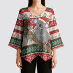 Aussie Koala Mama Christmas Kimono Sleeve Blouse Festive Knitted Pattern Inspired