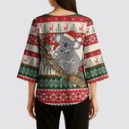 Aussie Koala Mama Christmas Kimono Sleeve Blouse Festive Knitted Pattern Inspired