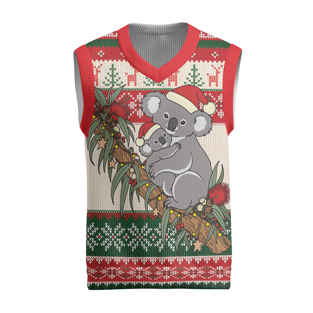 Aussie Koala Mama Christmas Knitted V-Neck Vest Festive Knitted Pattern Inspired