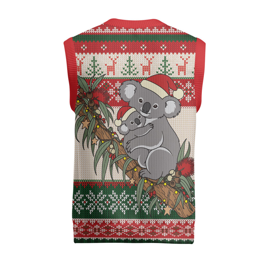 Aussie Koala Mama Christmas Knitted V-Neck Vest Festive Knitted Pattern Inspired