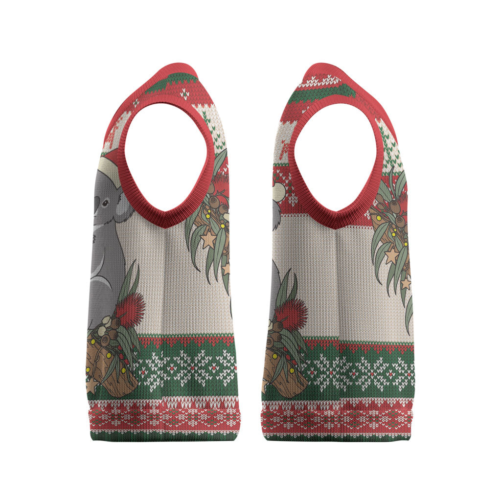 Aussie Koala Mama Christmas Knitted V-Neck Vest Festive Knitted Pattern Inspired