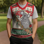 Aussie Koala Mama Christmas Knitted V-Neck Vest Festive Knitted Pattern Inspired