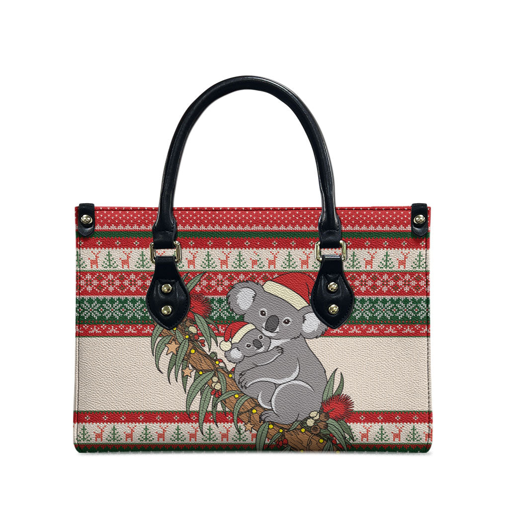 Aussie Koala Mama Christmas Leather Bag Festive Knitted Pattern Inspired
