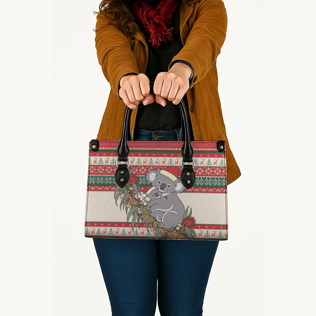 Aussie Koala Mama Christmas Leather Bag Festive Knitted Pattern Inspired