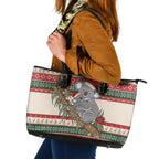 Aussie Koala Mama Christmas Leather Tote Bag Festive Knitted Pattern Inspired