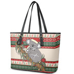 Aussie Koala Mama Christmas Leather Tote Bag Festive Knitted Pattern Inspired