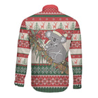 Aussie Koala Mama Christmas Long Sleeve Button Shirt Festive Knitted Pattern Inspired