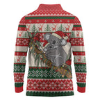 Aussie Koala Mama Christmas Long Sleeve Polo Shirt Festive Knitted Pattern Inspired