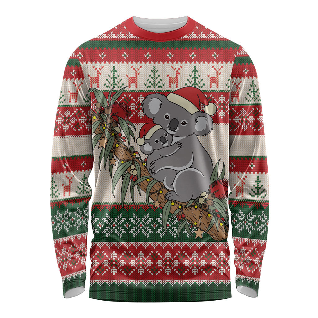 Aussie Koala Mama Christmas Long Sleeve Shirt Festive Knitted Pattern Inspired
