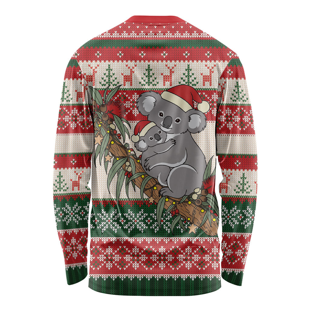Aussie Koala Mama Christmas Long Sleeve Shirt Festive Knitted Pattern Inspired