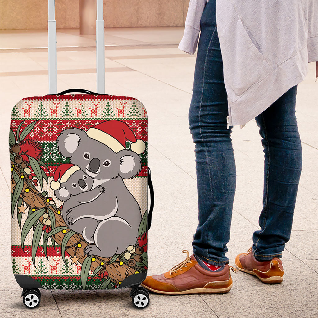 Aussie Koala Mama Christmas Luggage Cover Festive Knitted Pattern Inspired