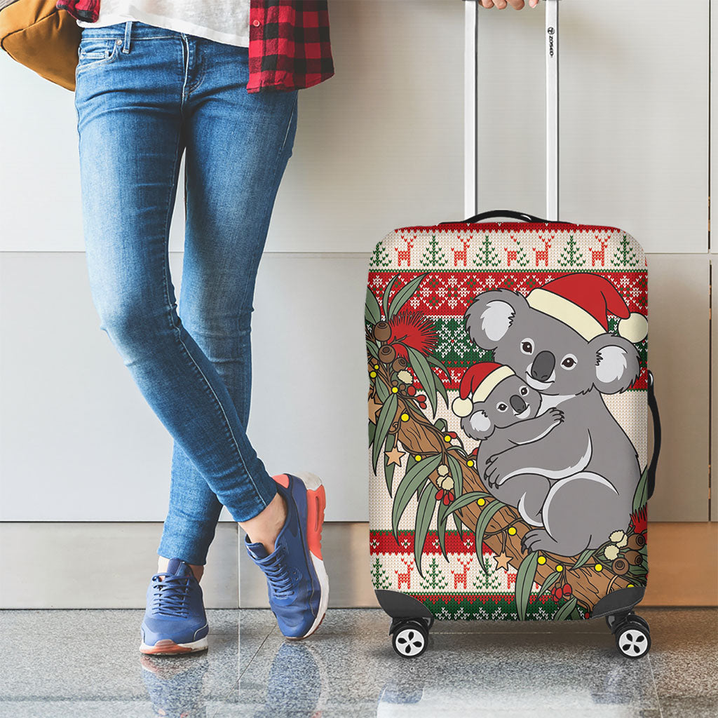 Aussie Koala Mama Christmas Luggage Cover Festive Knitted Pattern Inspired