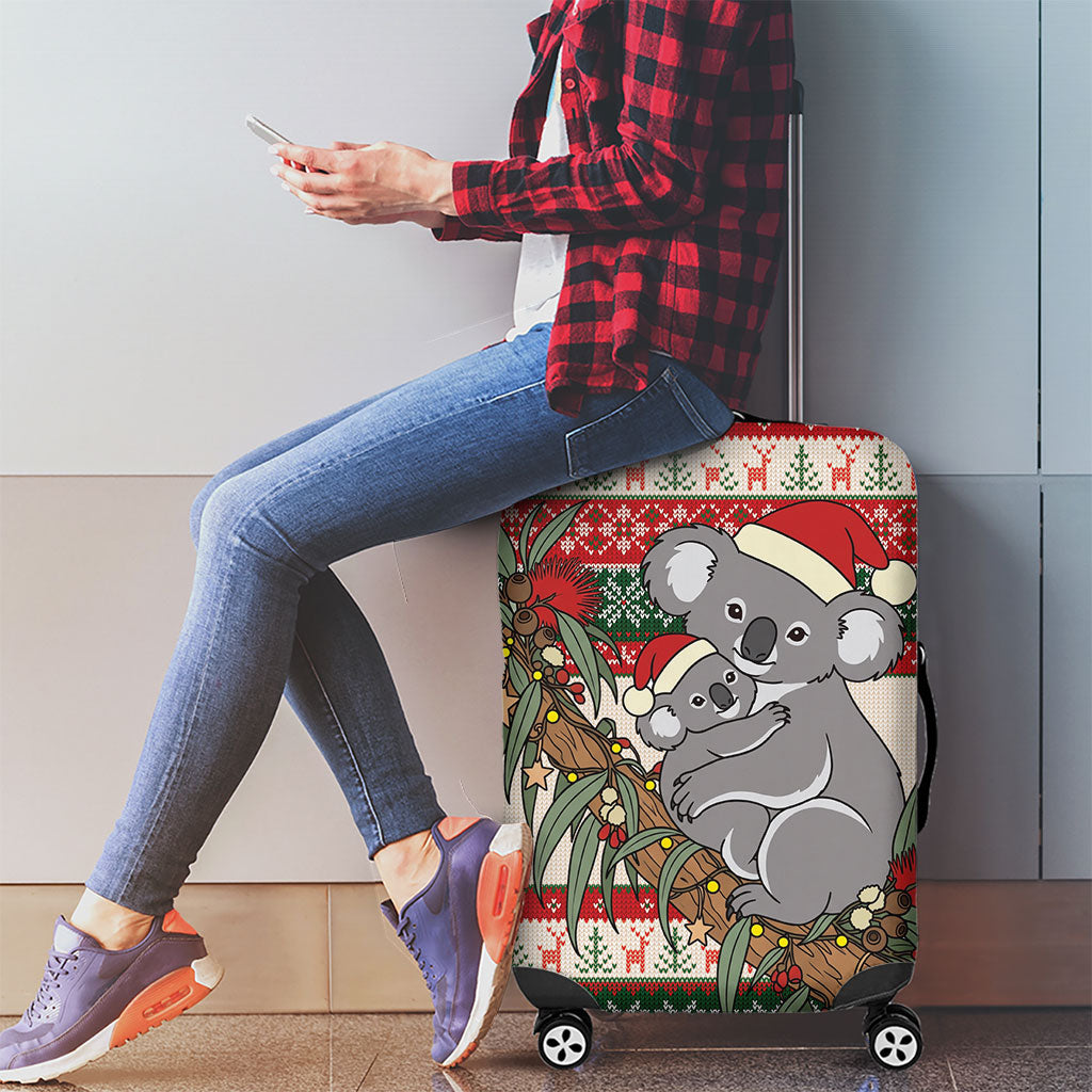 Aussie Koala Mama Christmas Luggage Cover Festive Knitted Pattern Inspired