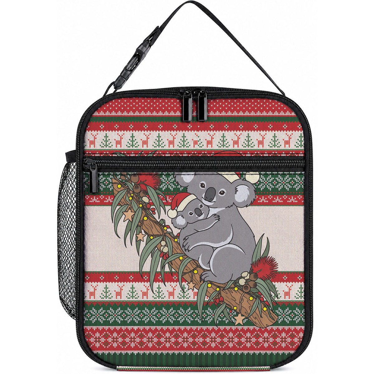 Aussie Koala Mama Christmas Lunch Bag Festive Knitted Pattern Inspired