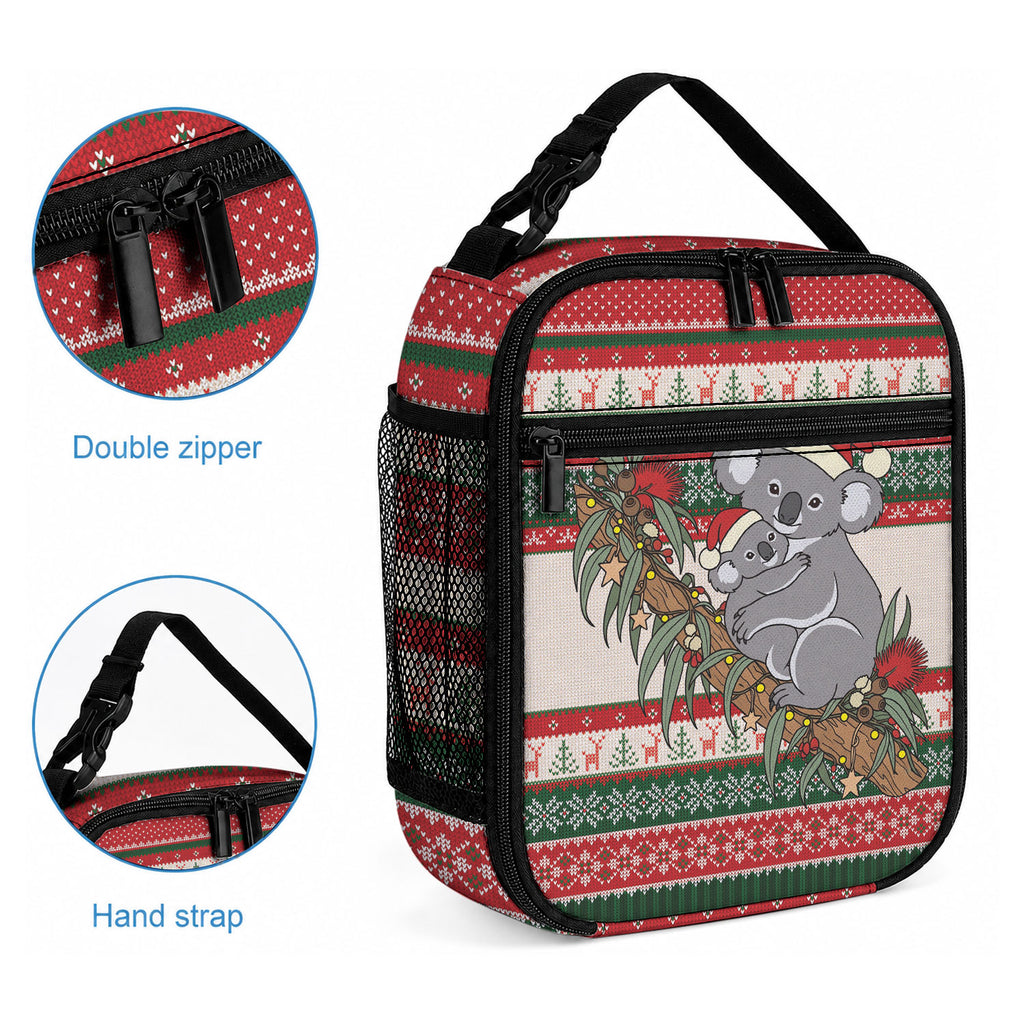 Aussie Koala Mama Christmas Lunch Bag Festive Knitted Pattern Inspired