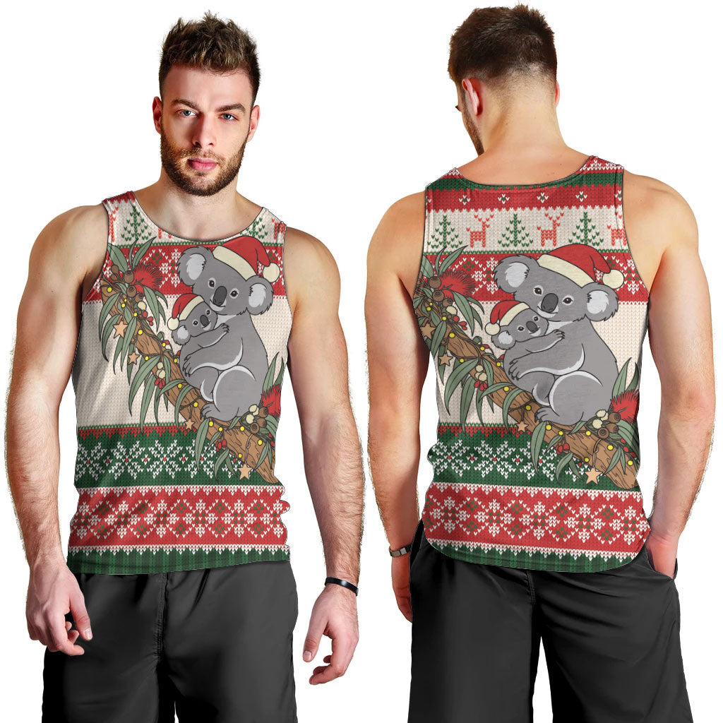 Aussie Koala Mama Christmas Men Tank Top Festive Knitted Pattern Inspired