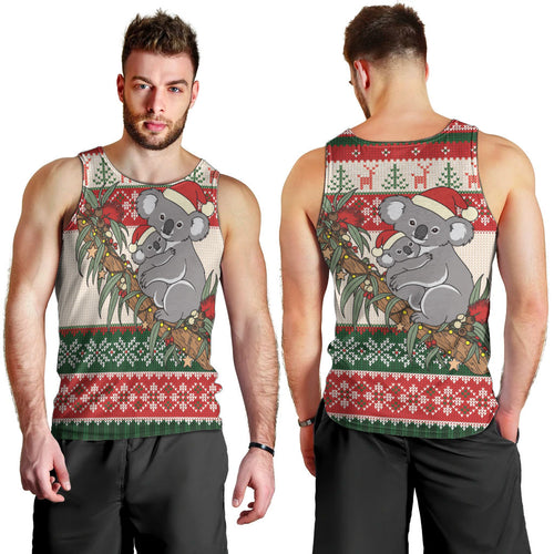 Aussie Koala Mama Christmas Men Tank Top Festive Knitted Pattern Inspired