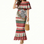 Aussie Koala Mama Christmas Mermaid Dress Festive Knitted Pattern Inspired