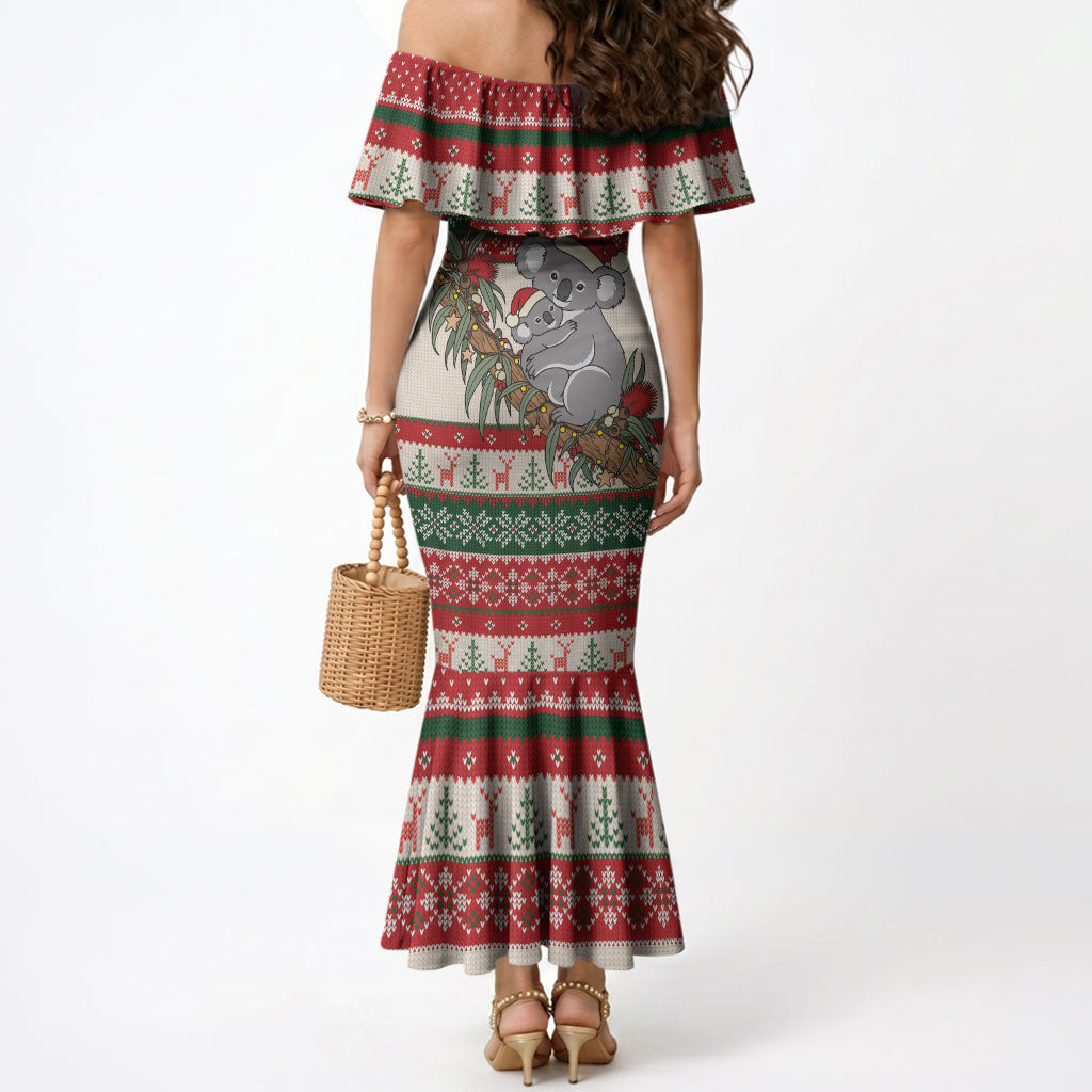 Aussie Koala Mama Christmas Mermaid Dress Festive Knitted Pattern Inspired