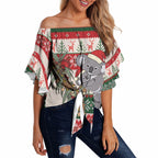 Aussie Koala Mama Christmas Off Shoulder Wrap Waist Top Festive Knitted Pattern Inspired