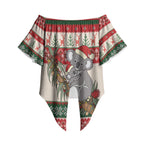 Aussie Koala Mama Christmas Off Shoulder Wrap Waist Top Festive Knitted Pattern Inspired