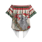 Aussie Koala Mama Christmas Off Shoulder Wrap Waist Top Festive Knitted Pattern Inspired