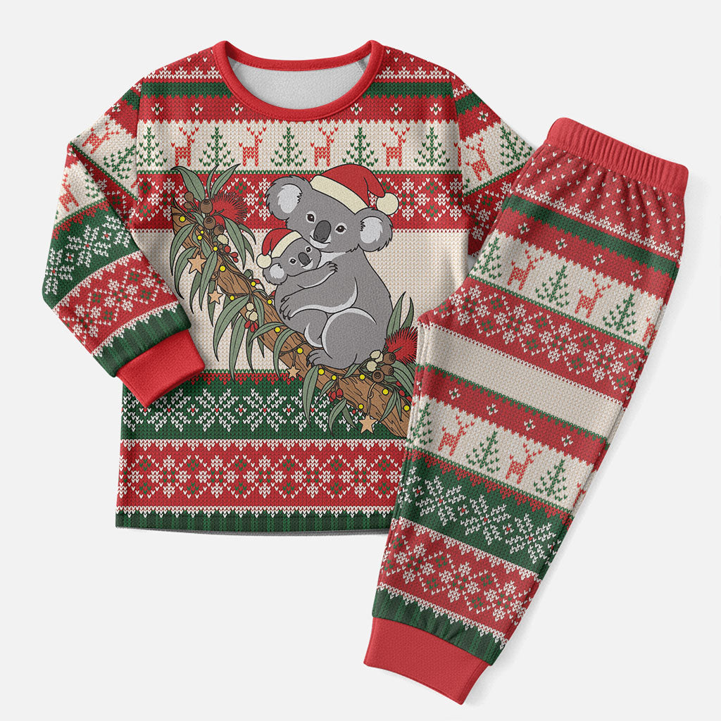 Aussie Koala Mama Christmas Pajama Set Festive Knitted Pattern Inspired
