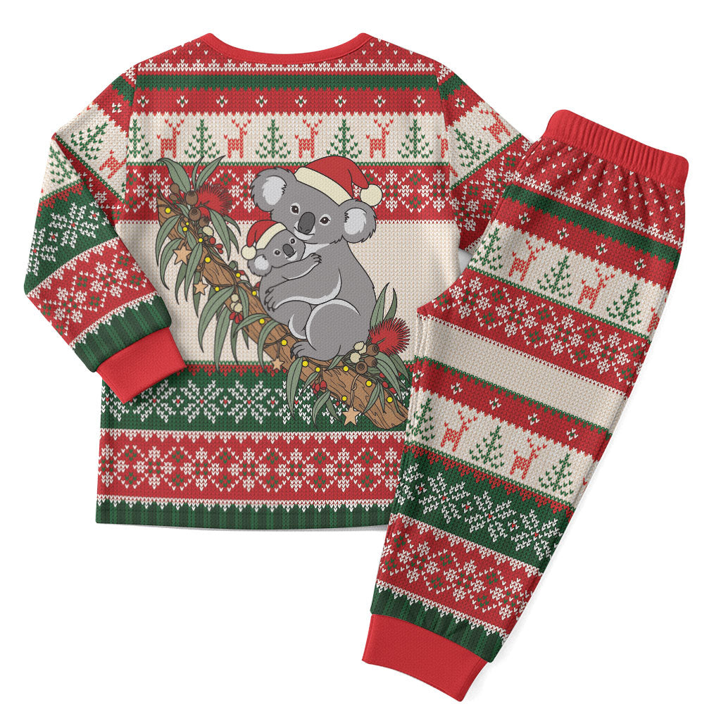 Aussie Koala Mama Christmas Pajama Set Festive Knitted Pattern Inspired
