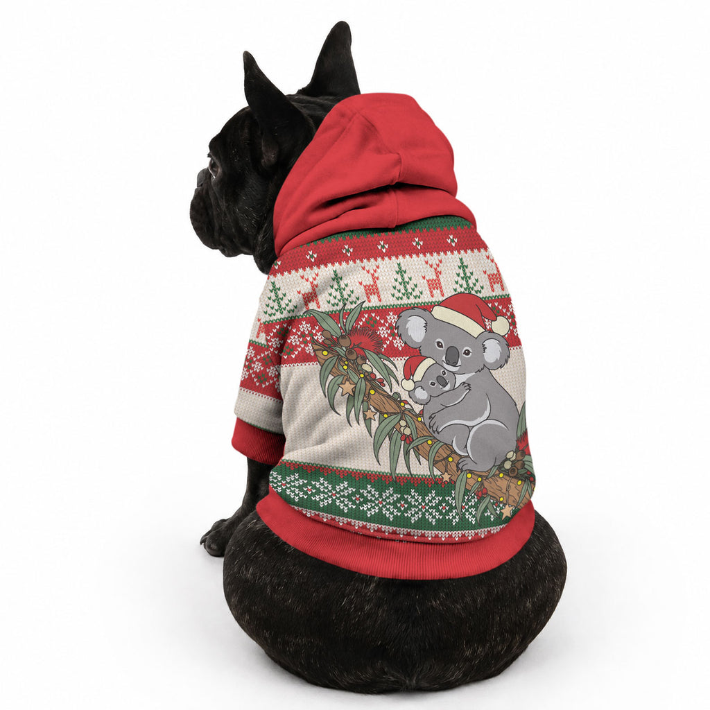 Aussie Koala Mama Christmas Pet Hoodie Festive Knitted Pattern Inspired