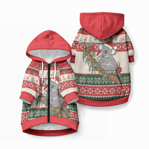 Aussie Koala Mama Christmas Pet Hoodie Festive Knitted Pattern Inspired