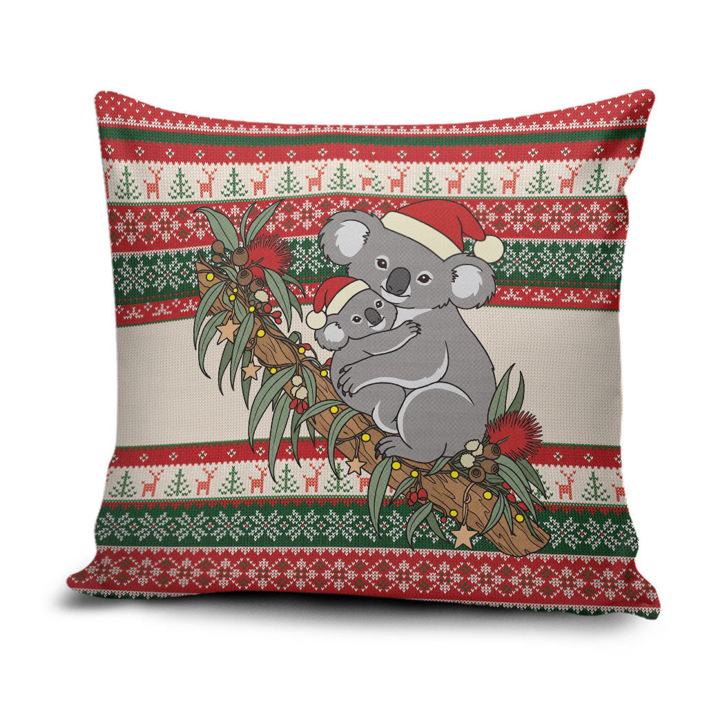 Aussie Koala Mama Christmas Pillow Cover Festive Knitted Pattern Inspired