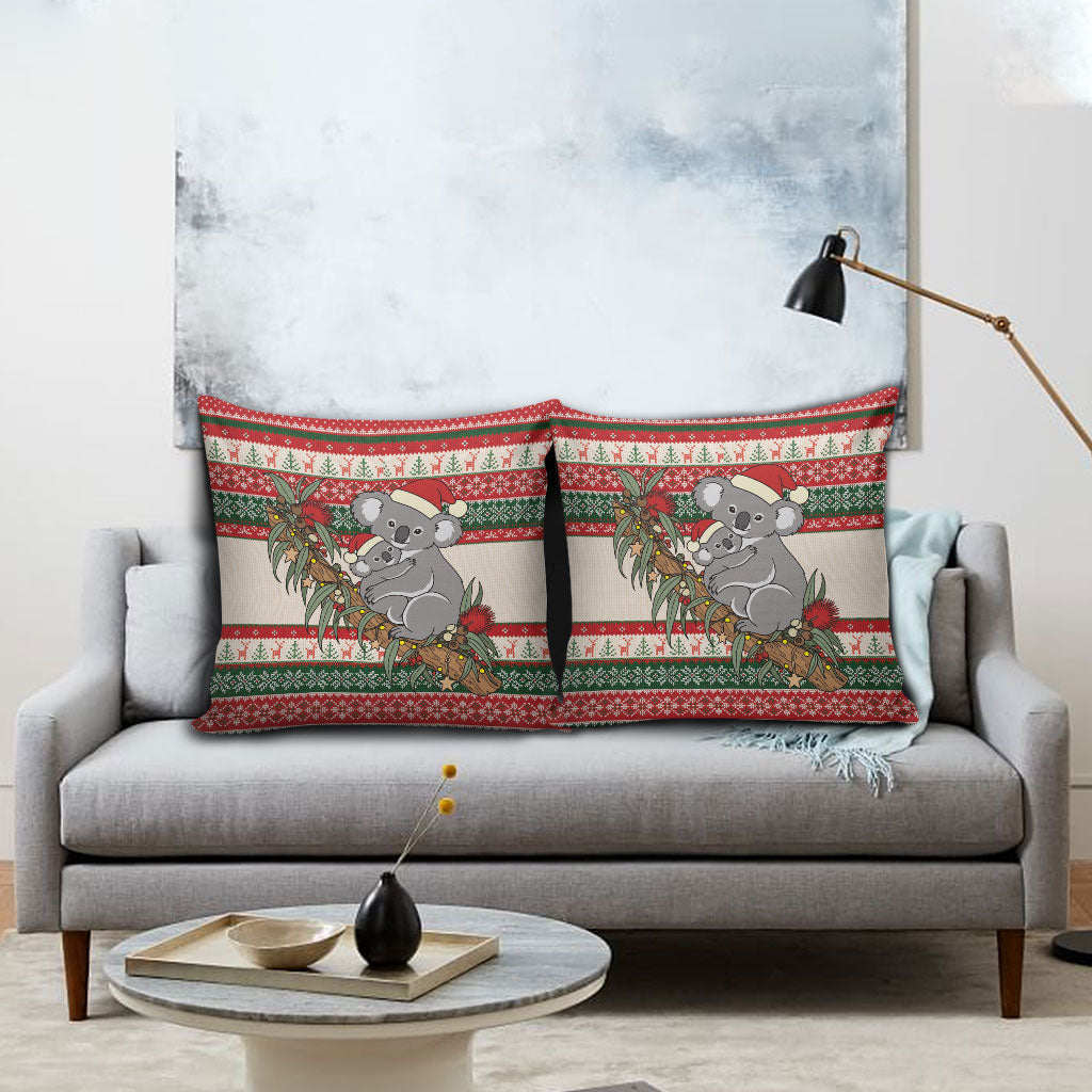 Aussie Koala Mama Christmas Pillow Cover Festive Knitted Pattern Inspired
