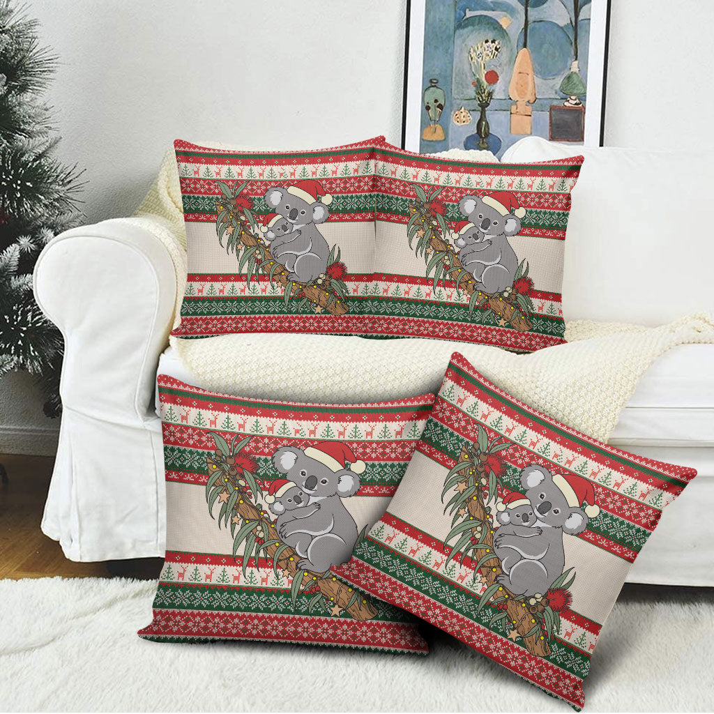 Aussie Koala Mama Christmas Pillow Cover Festive Knitted Pattern Inspired