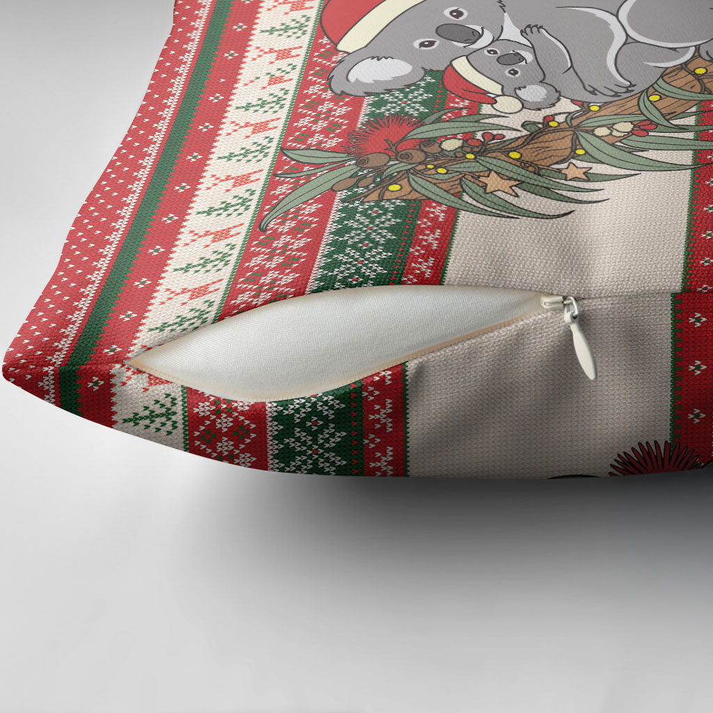 Aussie Koala Mama Christmas Pillow Cover Festive Knitted Pattern Inspired
