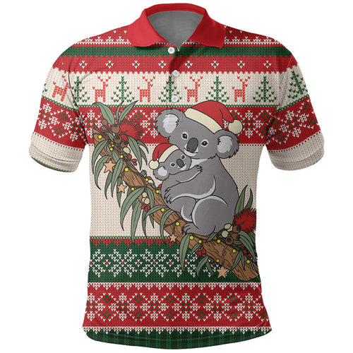 Aussie Koala Mama Christmas Polo Shirt Festive Knitted Pattern Inspired