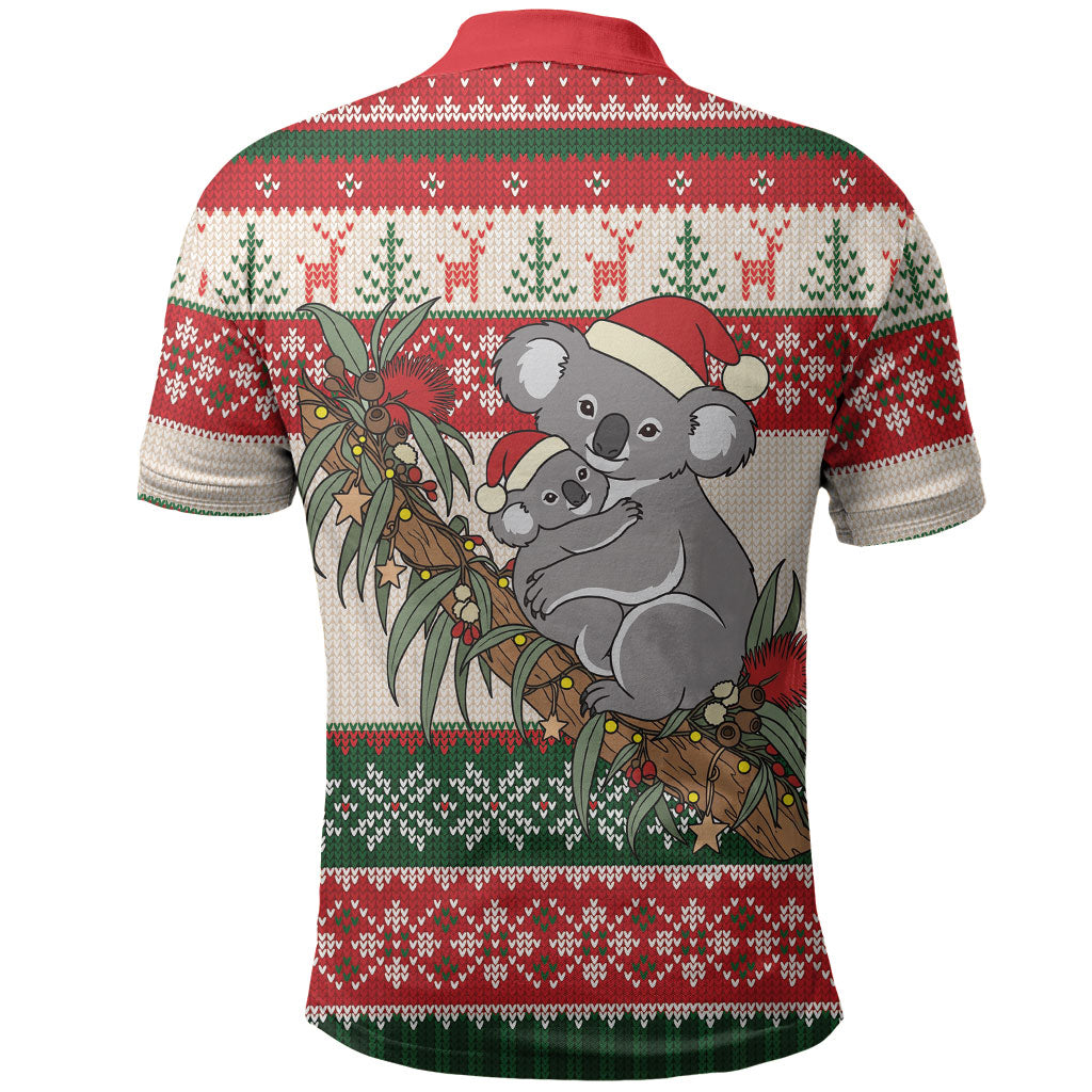 Aussie Koala Mama Christmas Polo Shirt Festive Knitted Pattern Inspired