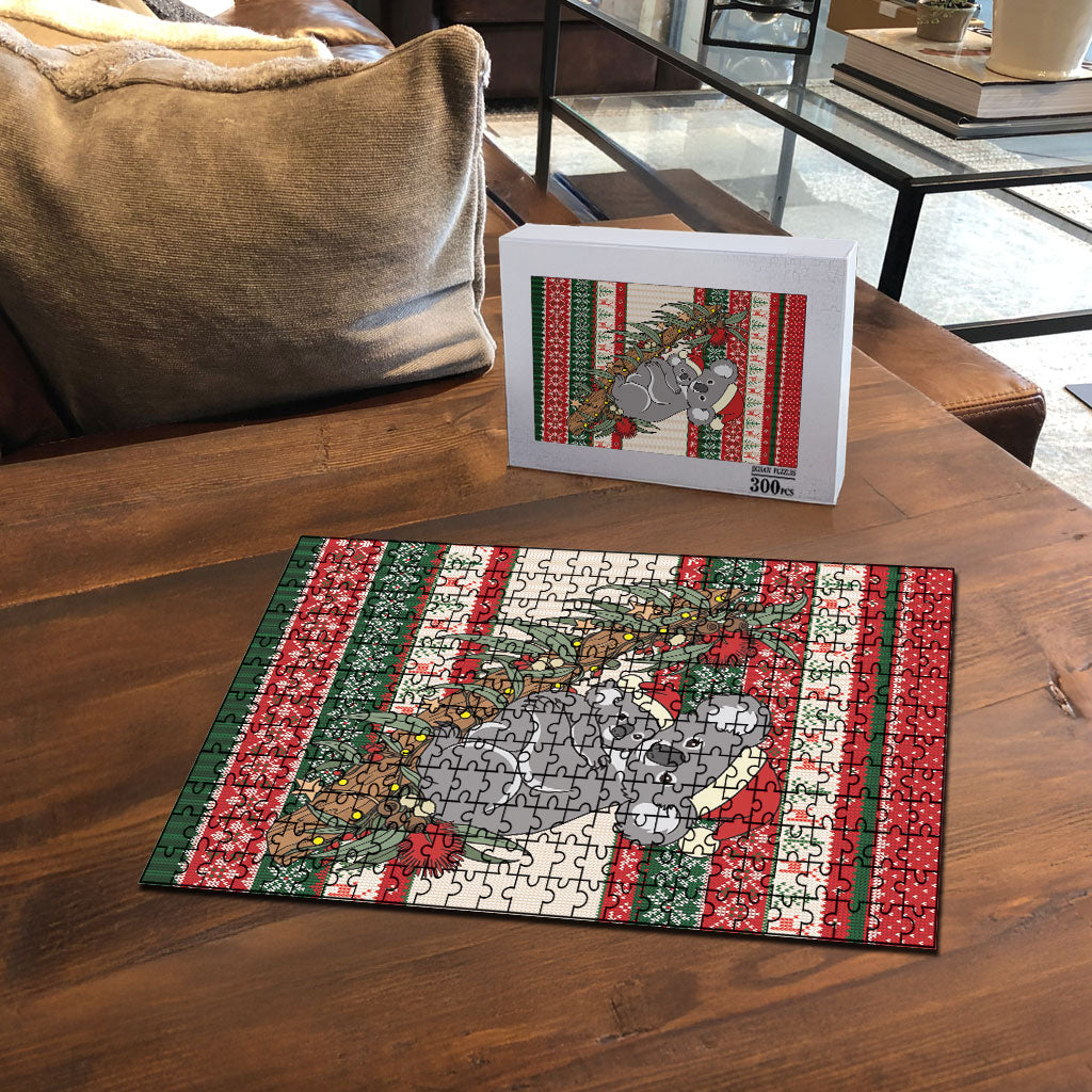 Aussie Koala Mama Christmas Puzzle Festive Knitted Pattern Inspired