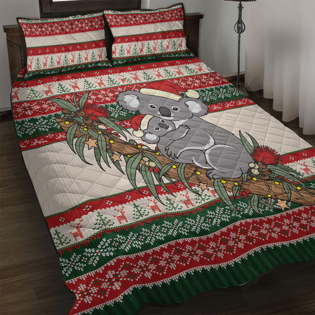 Aussie Koala Mama Christmas Quilt Bed Set Festive Knitted Pattern Inspired