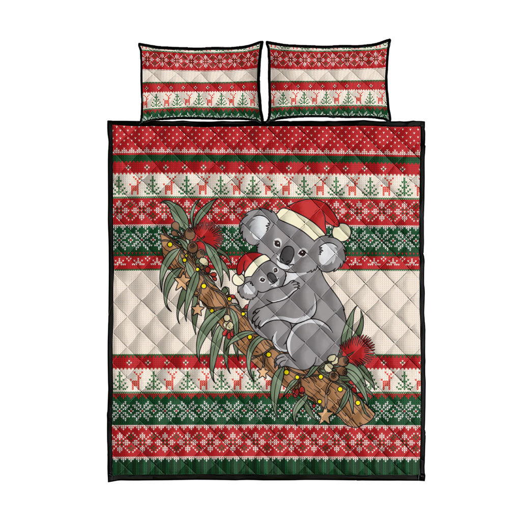 Aussie Koala Mama Christmas Quilt Bed Set Festive Knitted Pattern Inspired