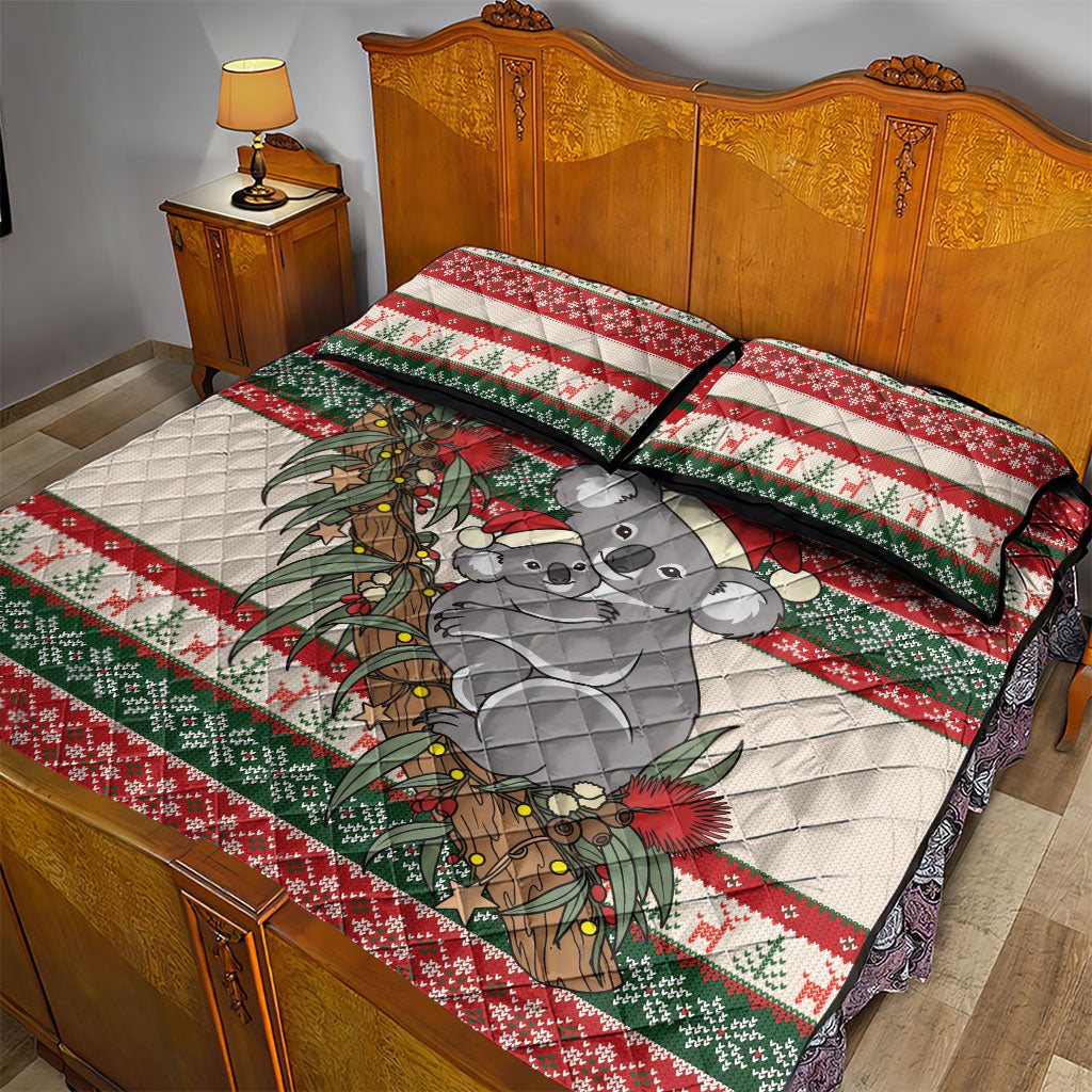 Aussie Koala Mama Christmas Quilt Bed Set Festive Knitted Pattern Inspired