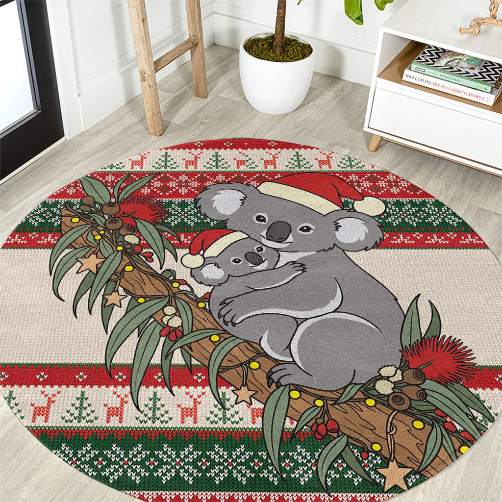 Aussie Koala Mama Christmas Round Carpet Festive Knitted Pattern Inspired