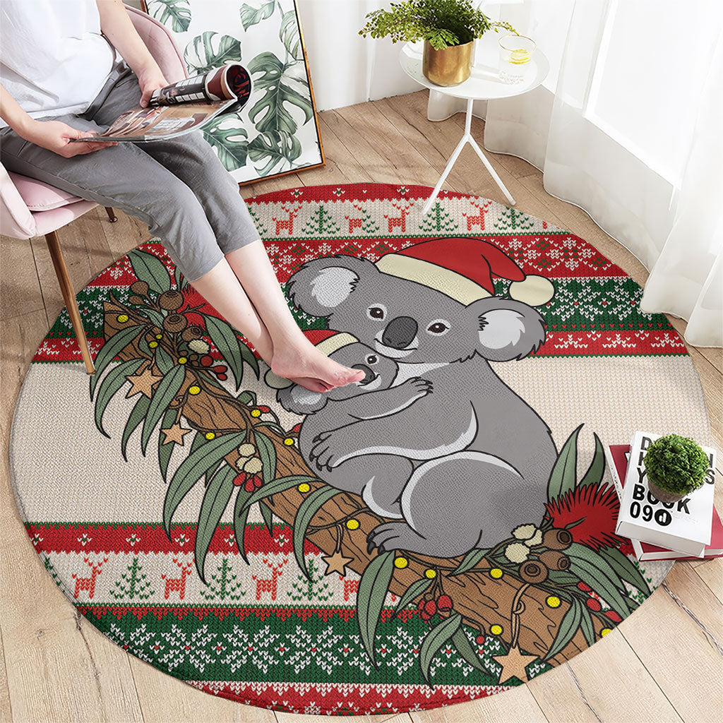 Aussie Koala Mama Christmas Round Carpet Festive Knitted Pattern Inspired