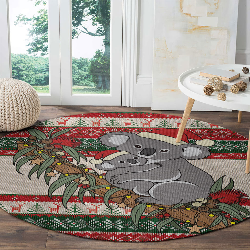 Aussie Koala Mama Christmas Round Carpet Festive Knitted Pattern Inspired