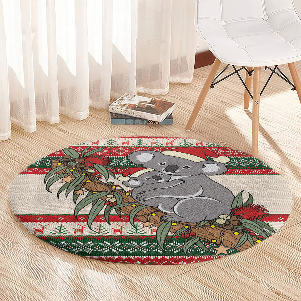 Aussie Koala Mama Christmas Round Carpet Festive Knitted Pattern Inspired